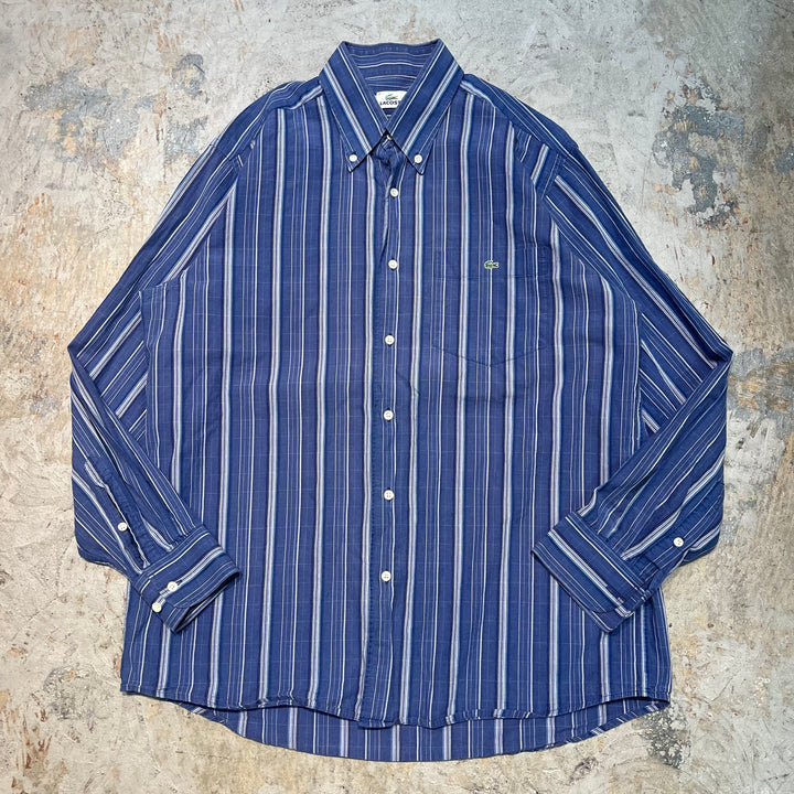 古着 LACOSTE/ラコステ/ボタンダウン長袖シャツ/ストライプ柄/サイズL