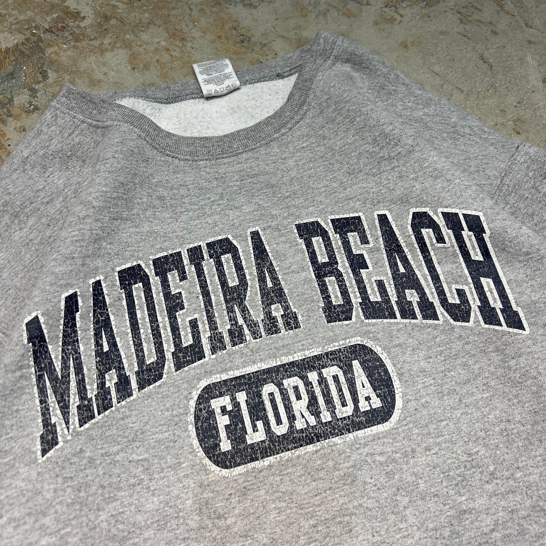 #4050 古着 JERZEES/ジャージーズ/Crew Neck College Sweat Shirts/クルーネックカレッジスウェット/MADEIRA BEACH/マデイラビーチ/FLORIDA/サイズL