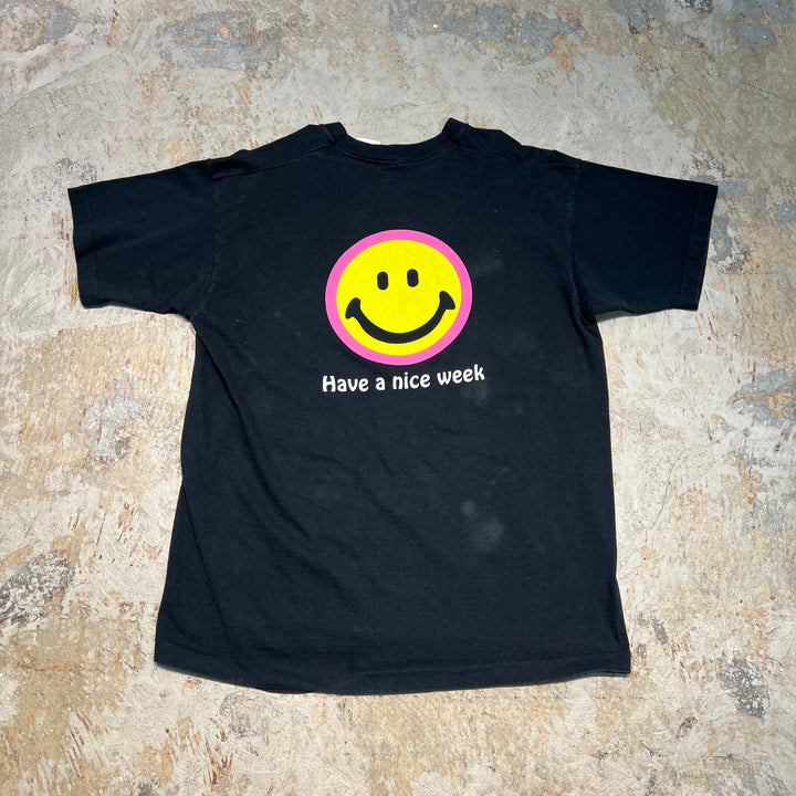 古着 USA製 90's フルーツオブザルーム / 7 days vh of 70s / MUSIC FIRST / HAVE A NICE WEEK / ヴィンテージ シングルステッチ プリントTシャツ/サイズXL