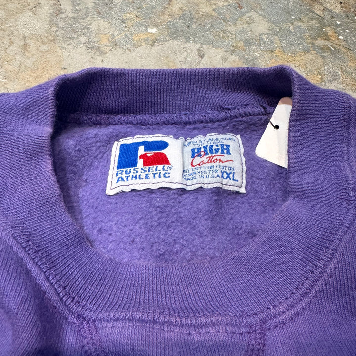 古着 USA製 90's~ RUSSELLATHLETIC/ ラッセル アスレチック/ クルーネックブランクスウェット/ 無地/ Vガゼット/ サイズXXL