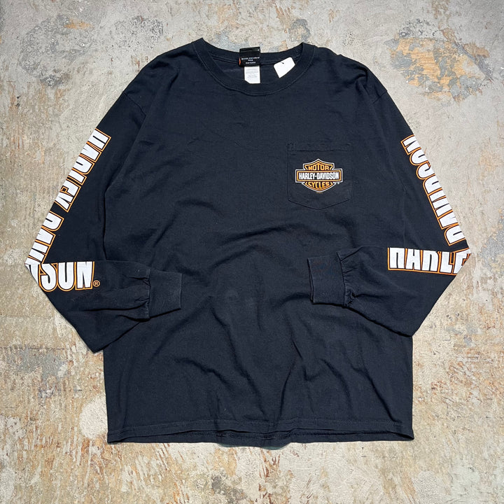 #4558 古着 19's Harley-Davidson/ハーレーダビッドソン/long sleeve print t-shirt Tee/長袖プリントTシャツ/サイズL