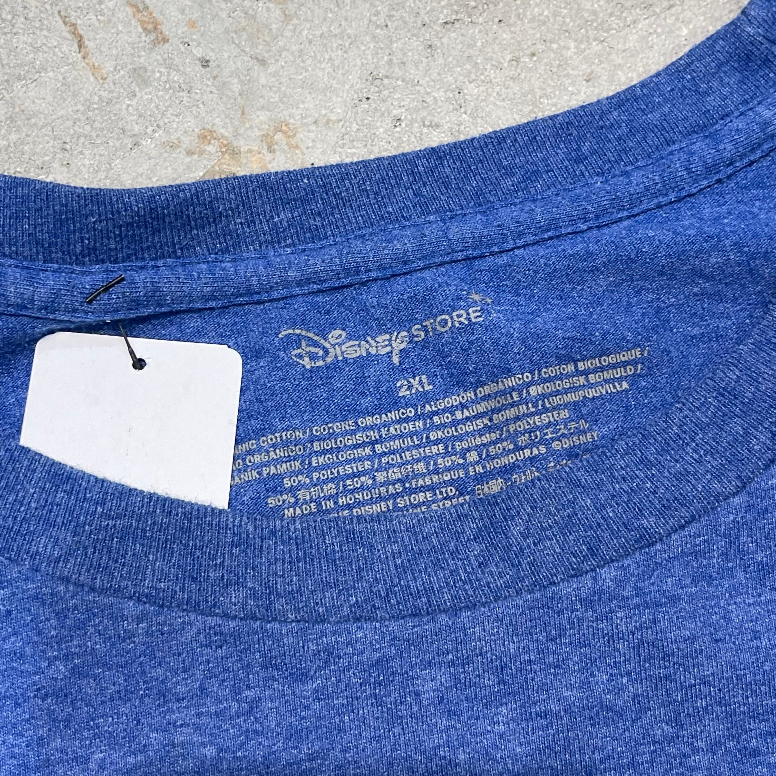 レア 古着○Tシャツ ディズニー スティッチ 両面プリント ブルー