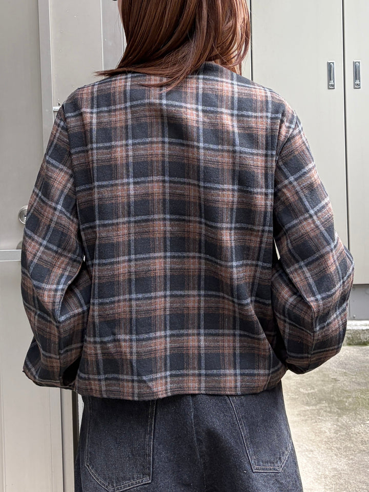 短丈フランネルシャツ/チェック