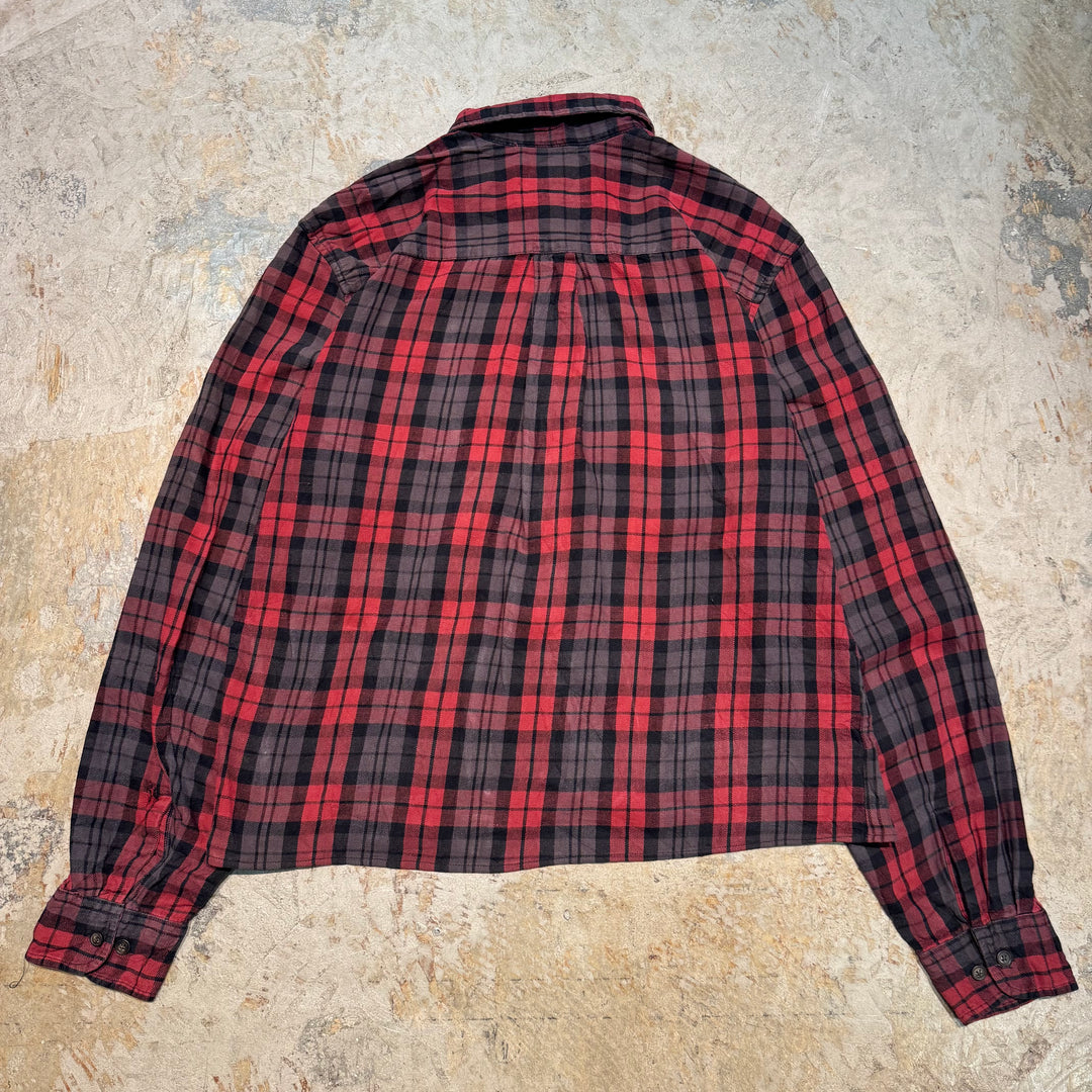 古着 St.JOHN'S BAY/ セントジョーンズベイ/ ボタンダウン短丈長袖リメイクシャツ/ チェック柄/ サイズM