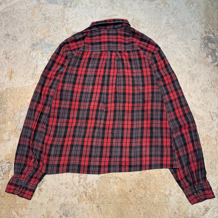 古着 St.JOHN'S BAY/ セントジョーンズベイ/ ボタンダウン短丈長袖リメイクシャツ/ チェック柄/ サイズM