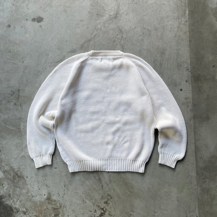 古着 80's Eddie Bauer/ エディーバウアー/ クルーネックコットンニットセーター/ 黒タグ/サイズL
