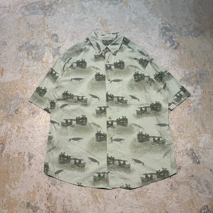 旧衣服WOOLRICH/羊毛rich /扣式短袖衬衫/总图案/尺寸M