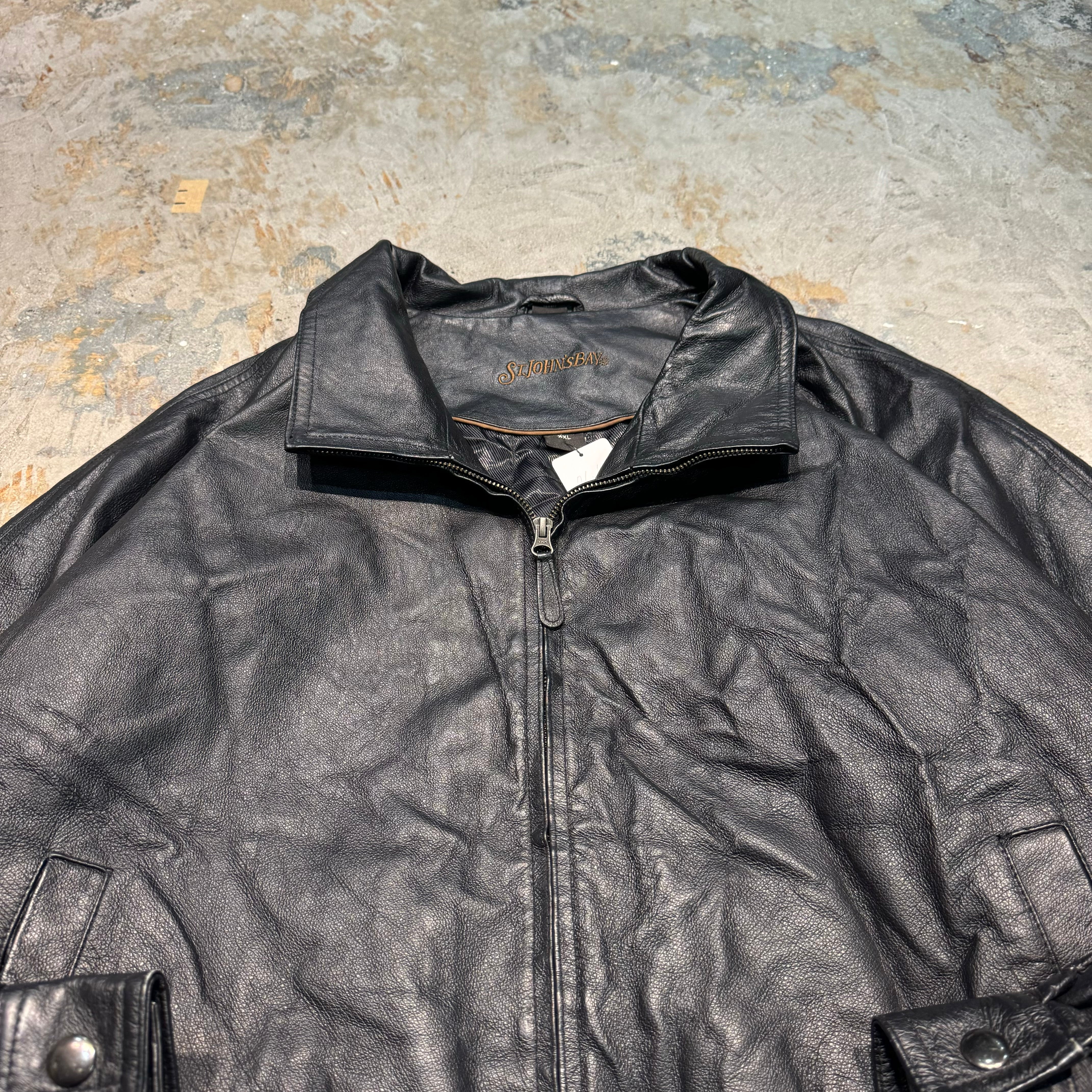 古着 00' ST JOHN'S BAY/ セントジョーンズベイ/ ジップアップレザー