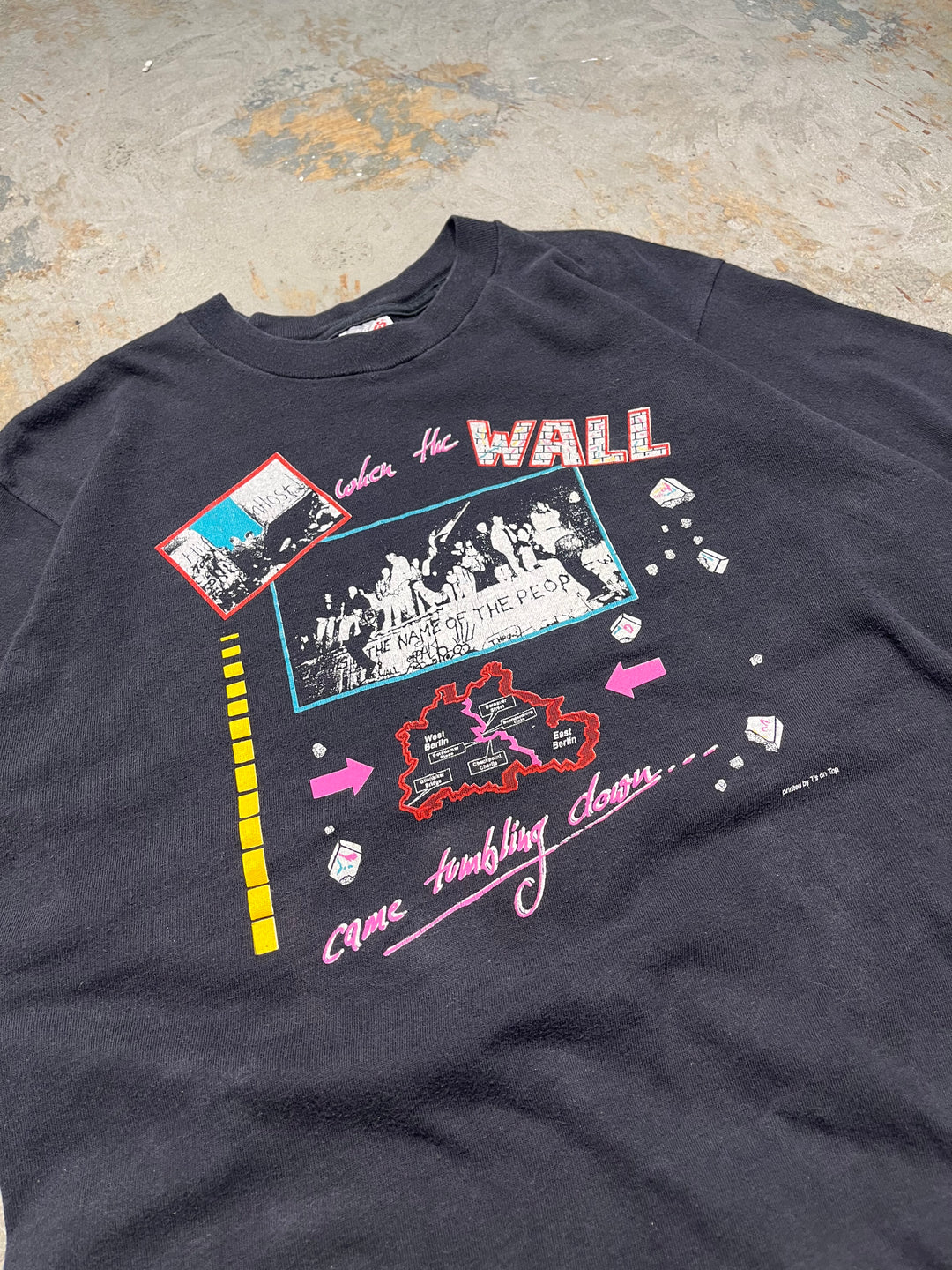 #MA83 古着 80's USA製 ジャージーズ/ベルリンの壁/ヴィンテージシングルステッチ/Tシャツ/サイズXL