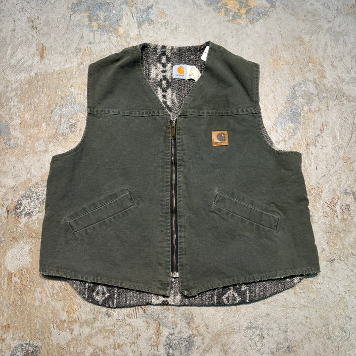 古着 USA製 90's Carhartt/ カーハート/ ダックベスト/ シェルパ裏地付き/ サイズXL