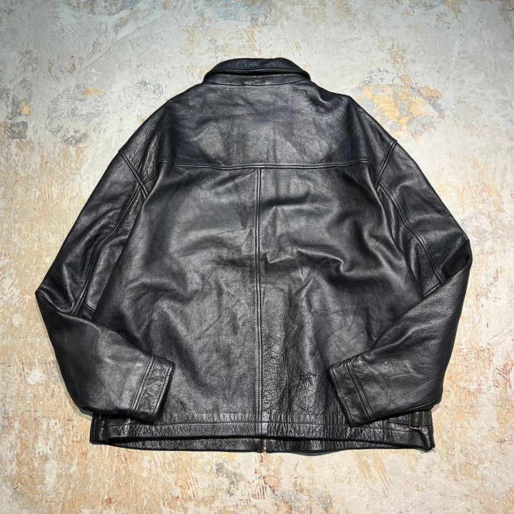 #3440 古着 OLD NAVY/オールドネイビー/Leather jacket/ジップアップレザージャケット/サイズXXL