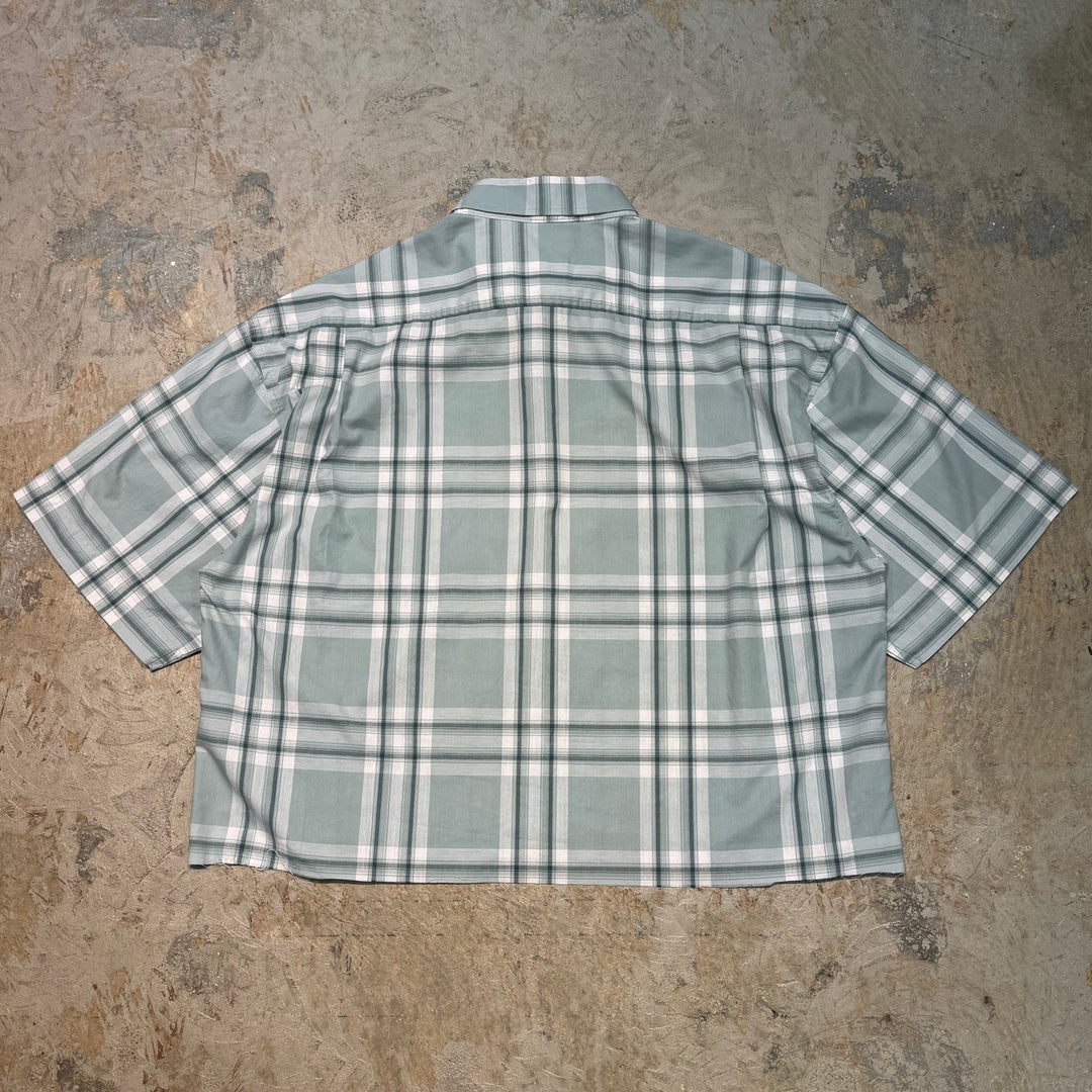 旧衣服timberland/汀布莱克/纽扣短袖衬衫/翻拍/格子图案/尺寸XL