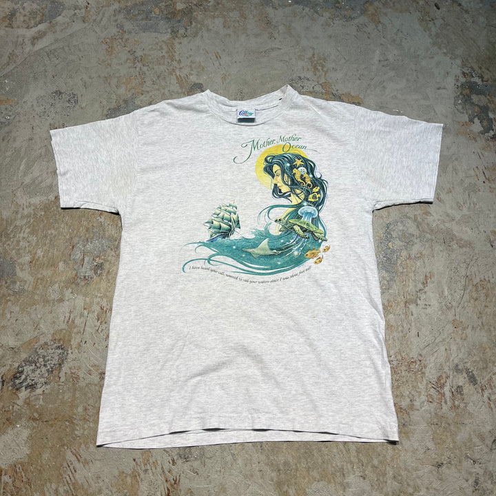 古着 USA製 90's  CARIBBEAN SOUL / アート/ ヴィンテージ シングルステッチ プリントTシャツ/サイズL