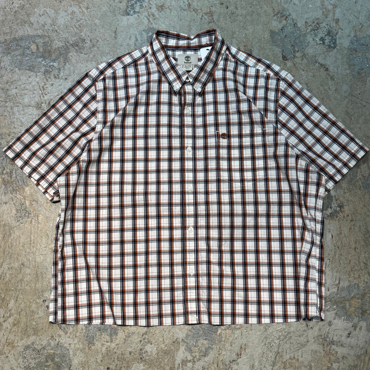 旧衣服TIMBERLAND/汀布莱克/纽扣短袖衬衫/格子图案/翻拍/尺寸XL