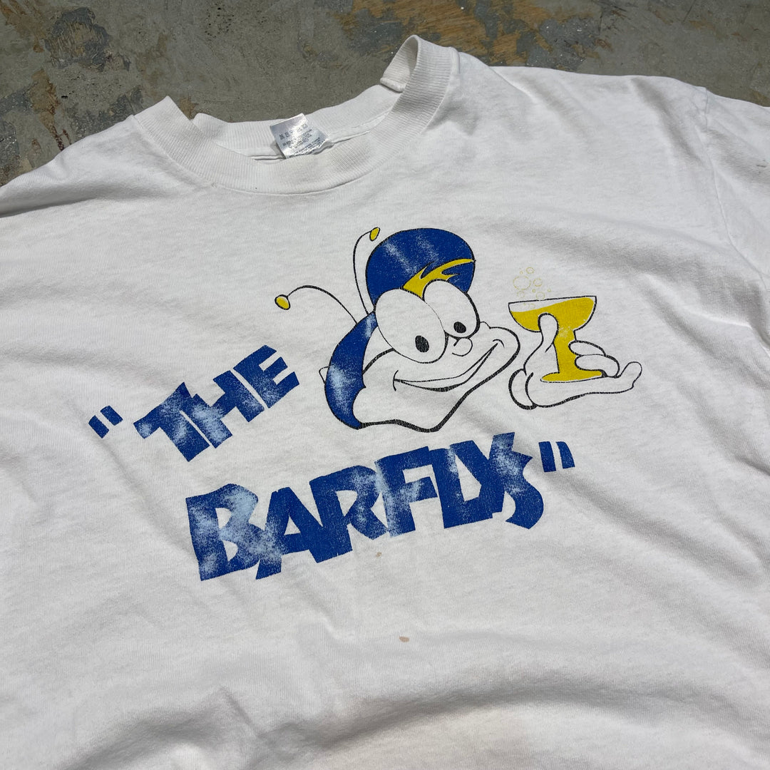 古着 USA製 90's フルーツオブザルーム/"THE BARFLYS"/ヴィンテージ シングルステッチ プリントTシャツ/サイズL