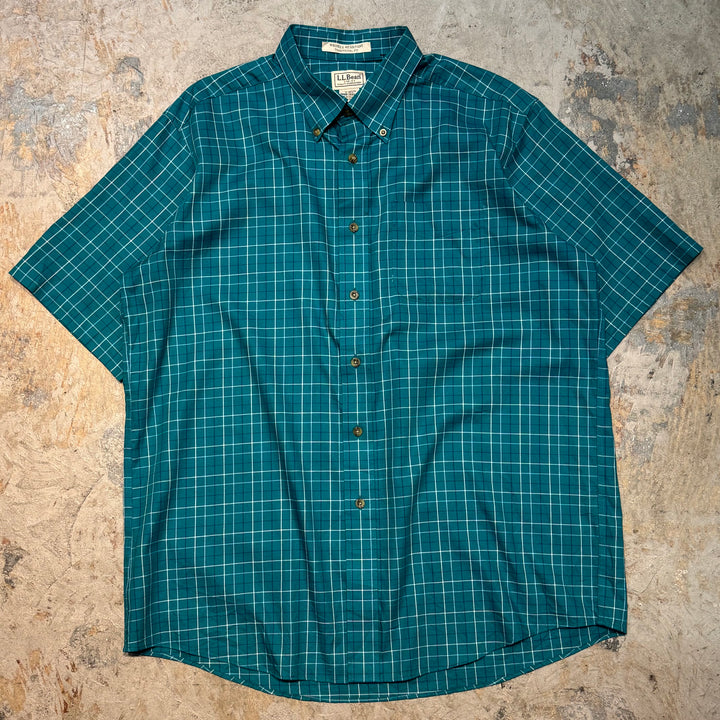 古着 L.L.Bean/ エルエルビーン/  ボタンダウン半袖シャツ/ チェック柄/ サイズL