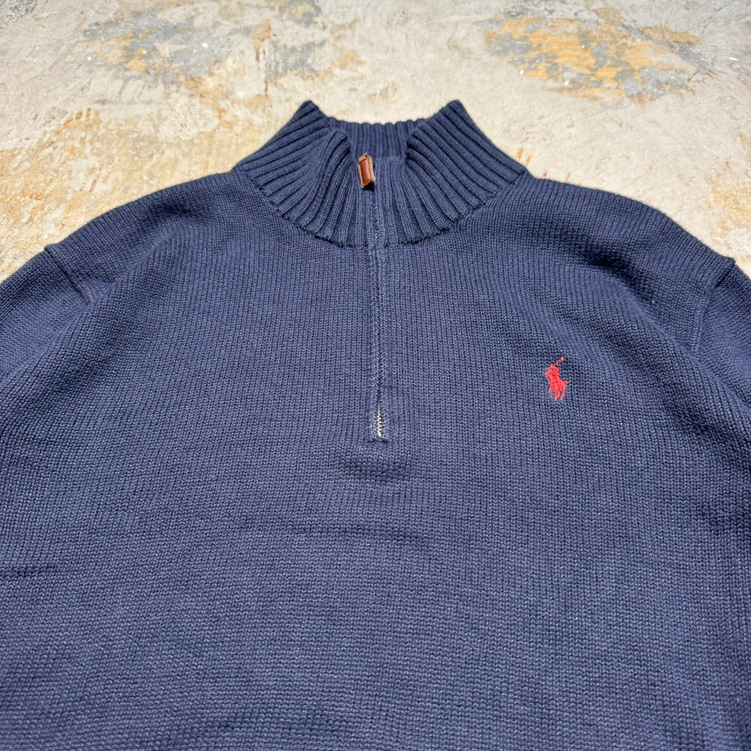 古着 POLO by Ralph Lauren/ポロラルフローレン/ハーフジップニットセーター/サイズM