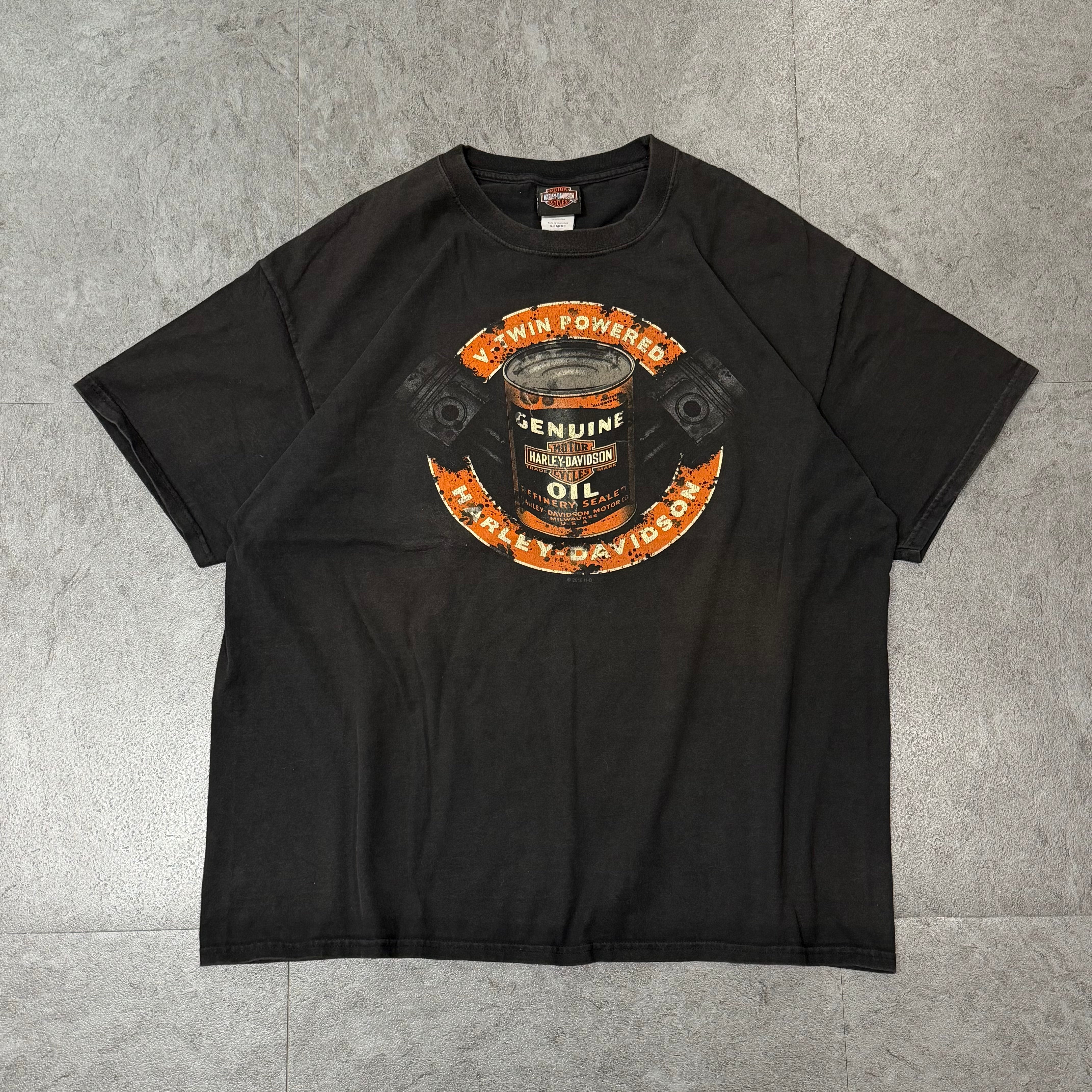 古着ハーレーダビッドソン（Harley-Davidson）黒サイズL 47 Harley-Davidson 半袖 プリント Tシャツ 4XLサイズ ハーレー