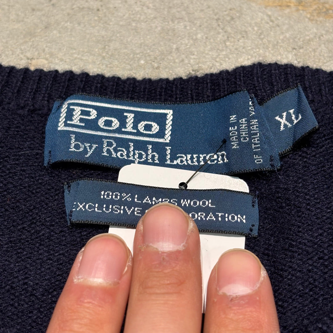 古着 POLO by Ralph Lauren/ポロラルフローレン/クルーネックニットセーター/サイズXL