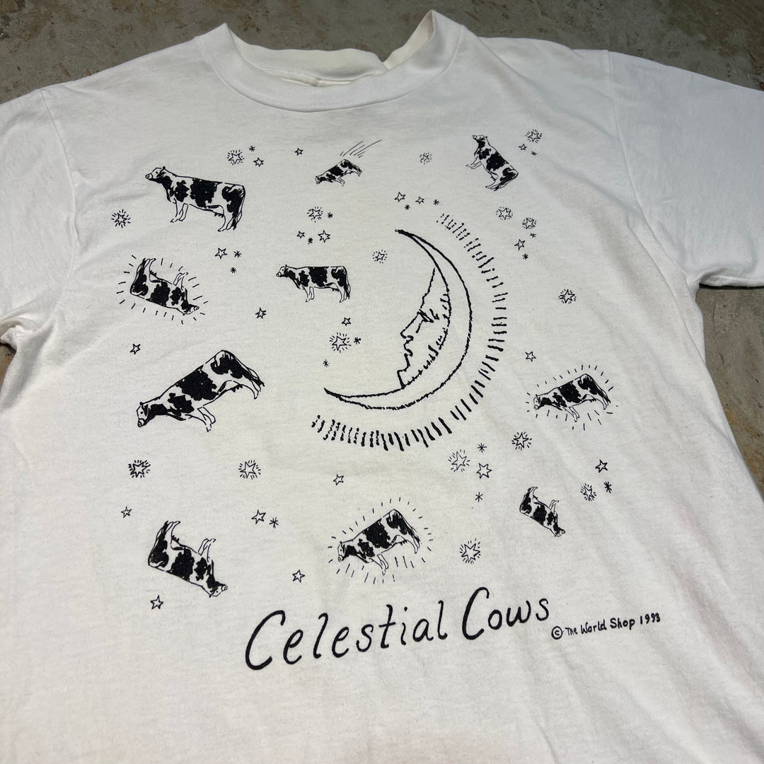 古着 USA製 93's All Sport/Celnstial Cows/天の牛/ヴィンテージ シングルステッチ プリントTシャツ/サイズM