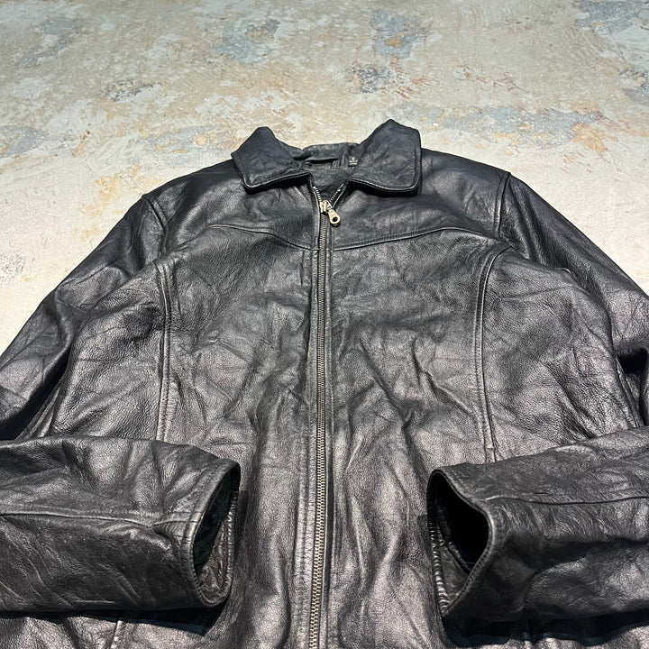 #3445 古着 unknow/zip up lether jacket/ジップアップレザージャケット/サイズS