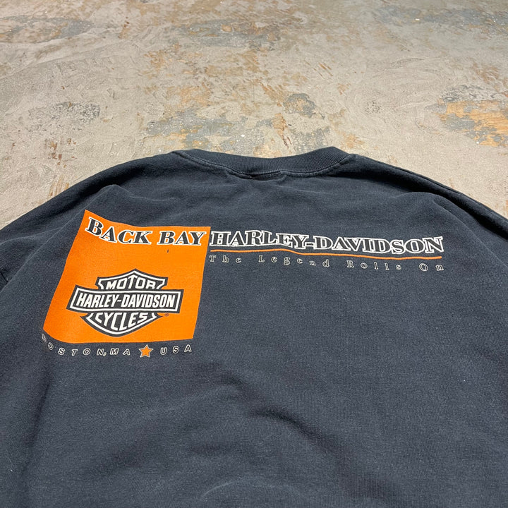 古着 USA製 Harley-Davidson/ハーレー ダビッドソン マサチューセッツ州 ボストン 長袖Tシャツ サイズXXL