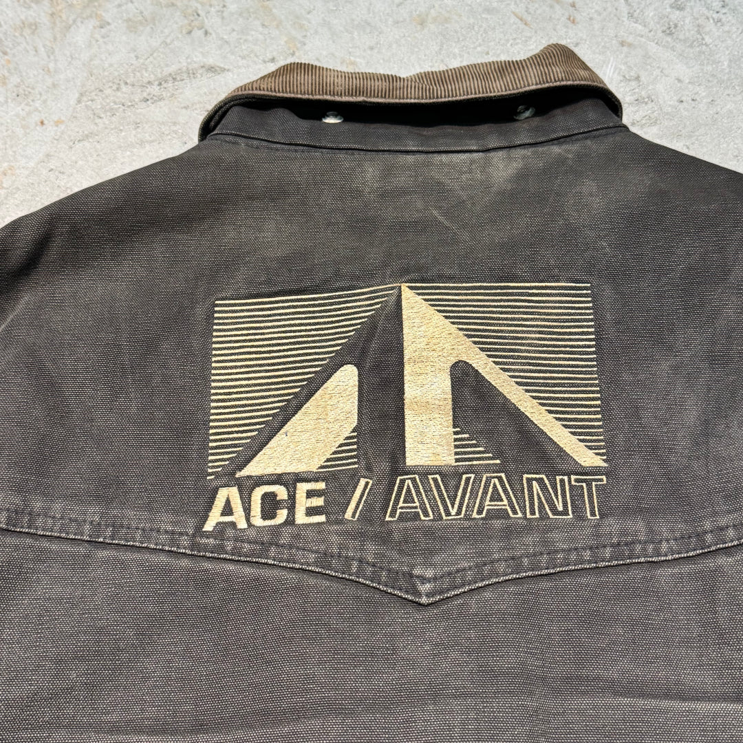 古着 Carhartt/ カーハート/ サンタフェジャケット/ ダック地/ 裏地キルティング/ 襟コーデュロイ/ 企業ロゴ/ サイズXL相当