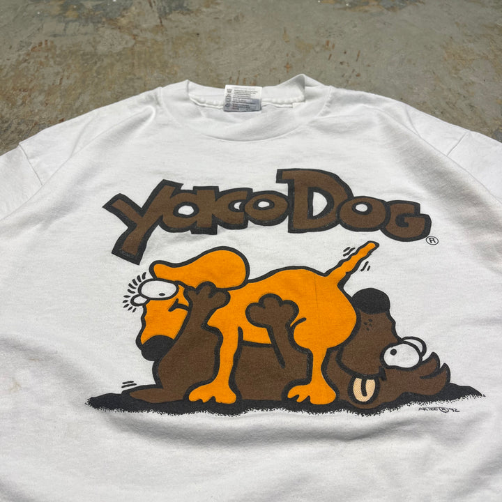 古着 USA製 92s ヘインズ/YACO DOG/犬/エロ/ヴィンテージ シングルステッチ プリントTシャツ/サイズL