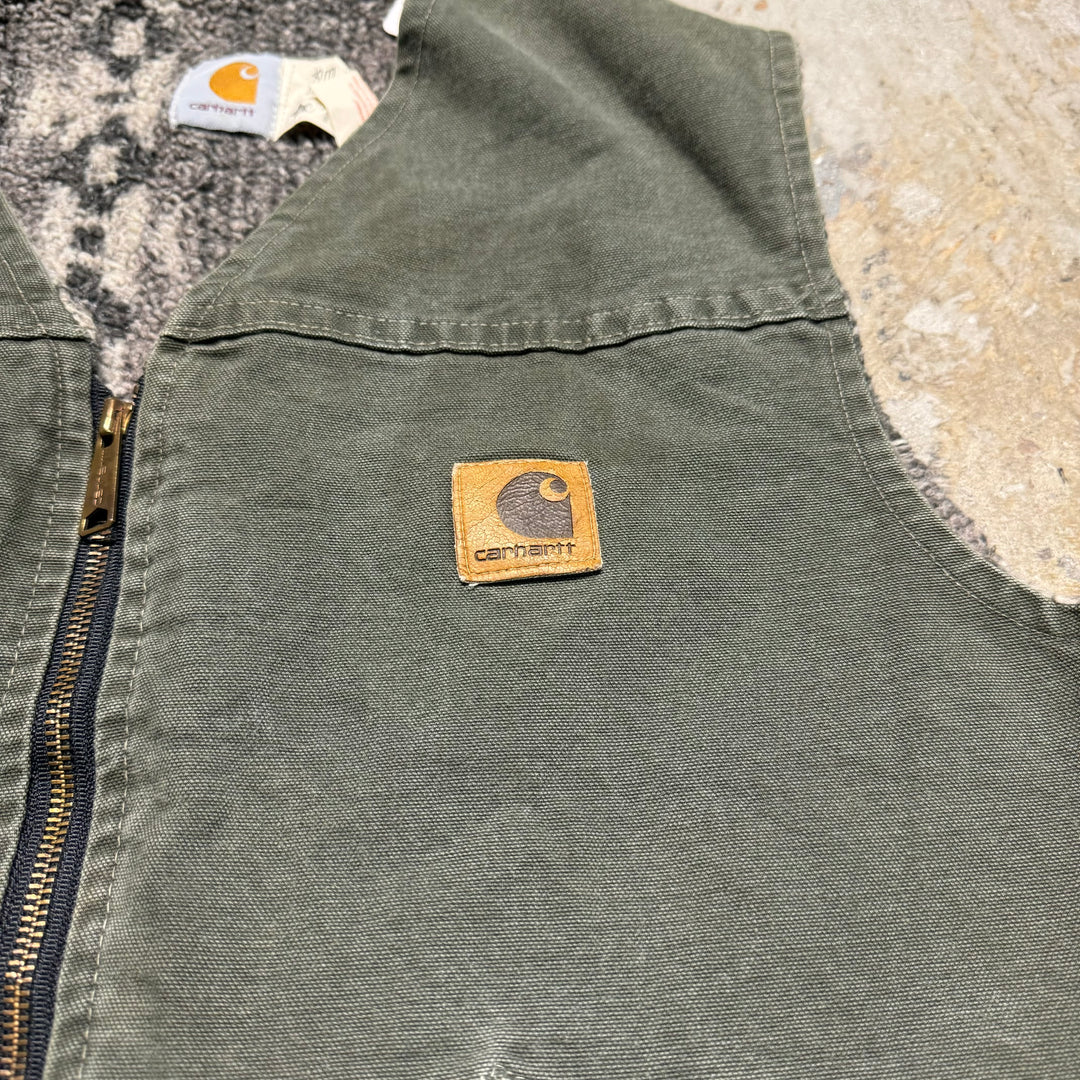 古着 USA製 90's Carhartt/ カーハート/ ダックベスト/ シェルパ裏地付き/ サイズXL