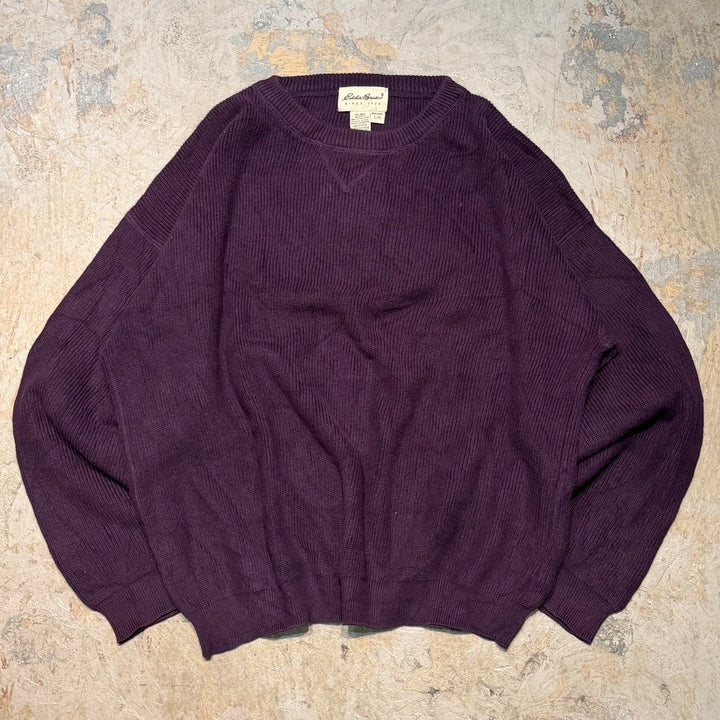 古着 90's~ Eddie Bauer/ エディーバウアー/ クルーネックニットセーター/ Vガゼット/ サイズL