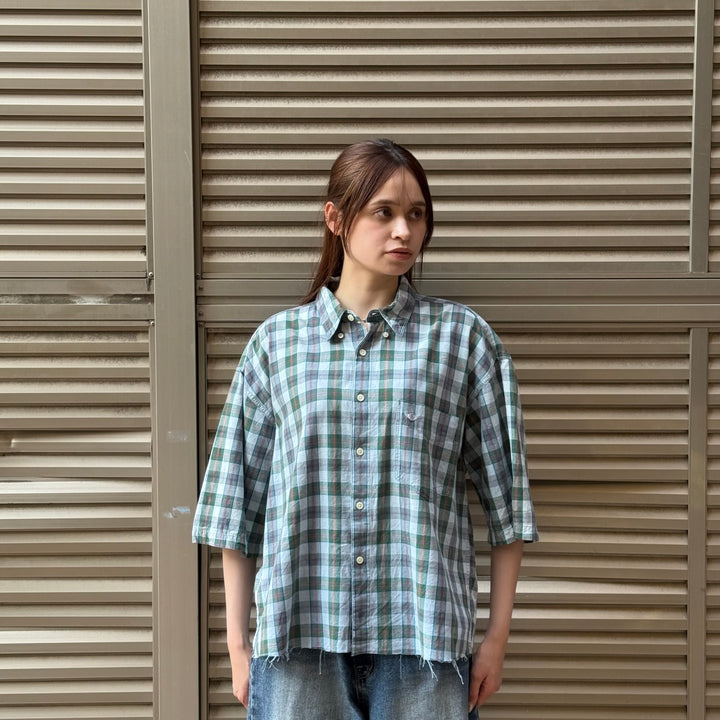 旧衣服DOCKERS/ DOCKERS/重制/扣式短袖衬衫/格子图案/尺寸L