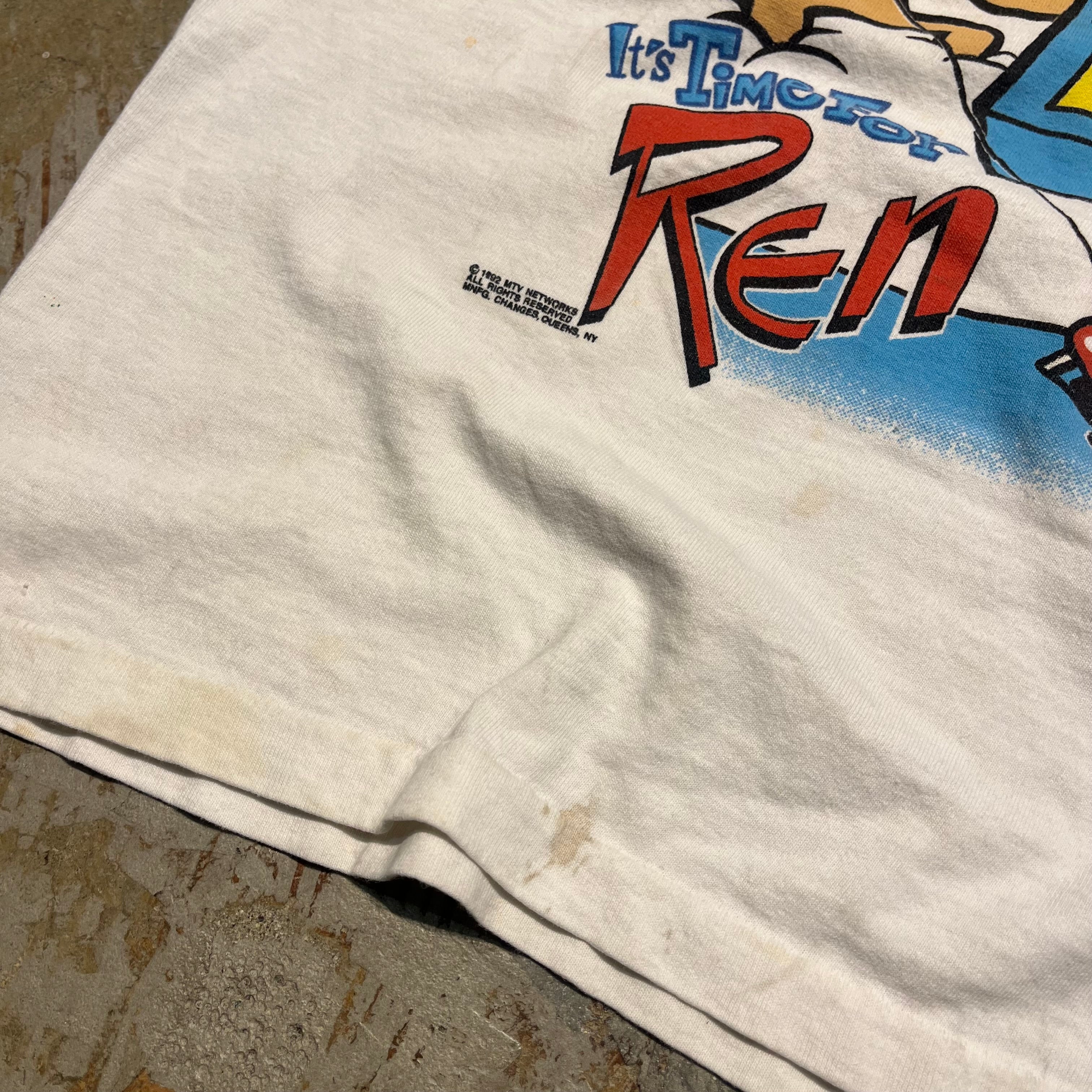 古着/90s USA製 MTV/Ren&Stimpy /レンとスティンピー/キャラクター/ヴィンテージ シングルステッチ Tシャツ/サイズM –  古着屋 MUJIN