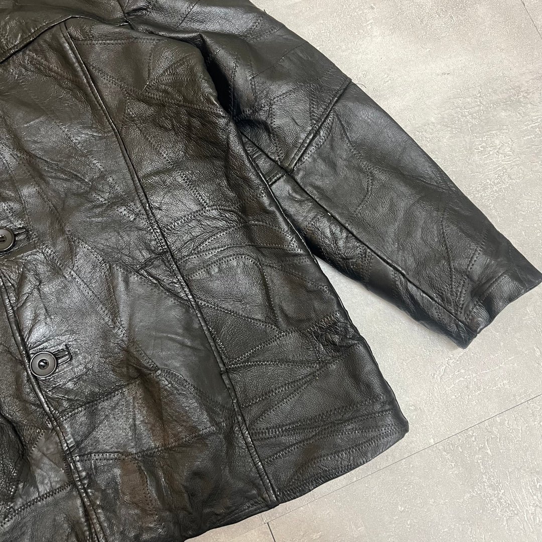 #1875 Unknow 古着/Leather jacket/フロントボタンレザージャケット/サイズXL