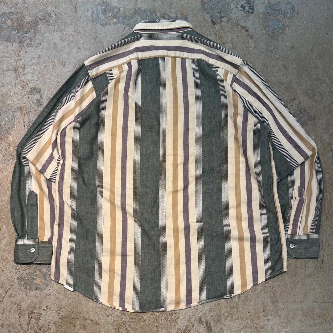 미국 70 년대 ~ 80 년대 L.L.Bean/ L.L Bean/ Button-Down 긴 슬리브 셔츠/ 줄무늬 패턴/ 크기 L에서 만든 빈티지