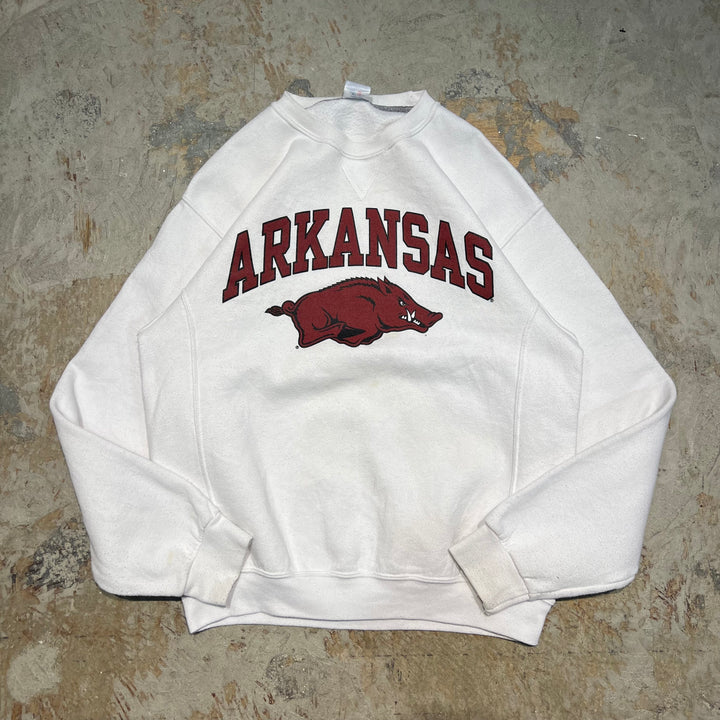 #4051 古着 Russell Athletic/ラッセルアスレチック/Crew Neck College Sweat Shirts/クルーネックカレッジスウェット/ARKANSAS RAZORBACKS/アーカンソー大学/アメフト/サイズM