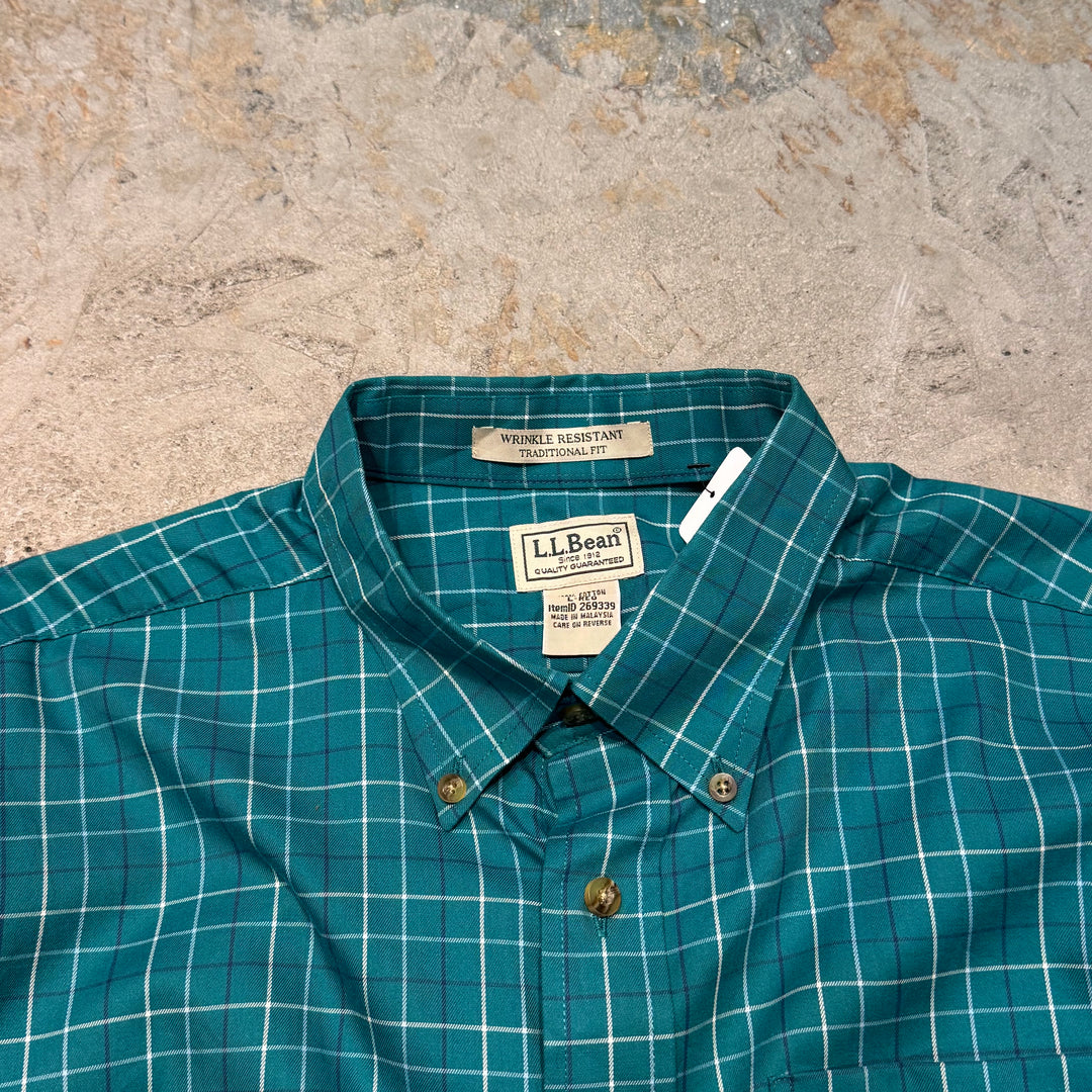 古着 L.L.Bean/ エルエルビーン/  ボタンダウン半袖シャツ/ チェック柄/ サイズL
