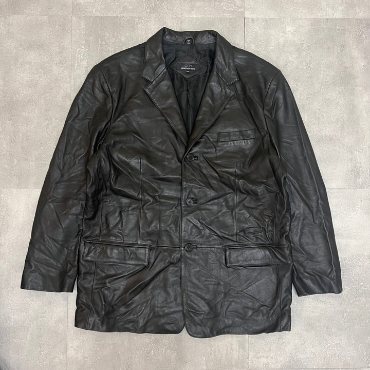 #1874 Unknow old clothes/Leather Tailored Jacket/Size XL equivalent