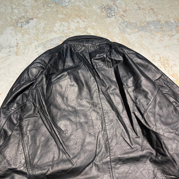 #1855 Unknow old clothes/Leather jacket/full zip leather jacket/size Ⅿ