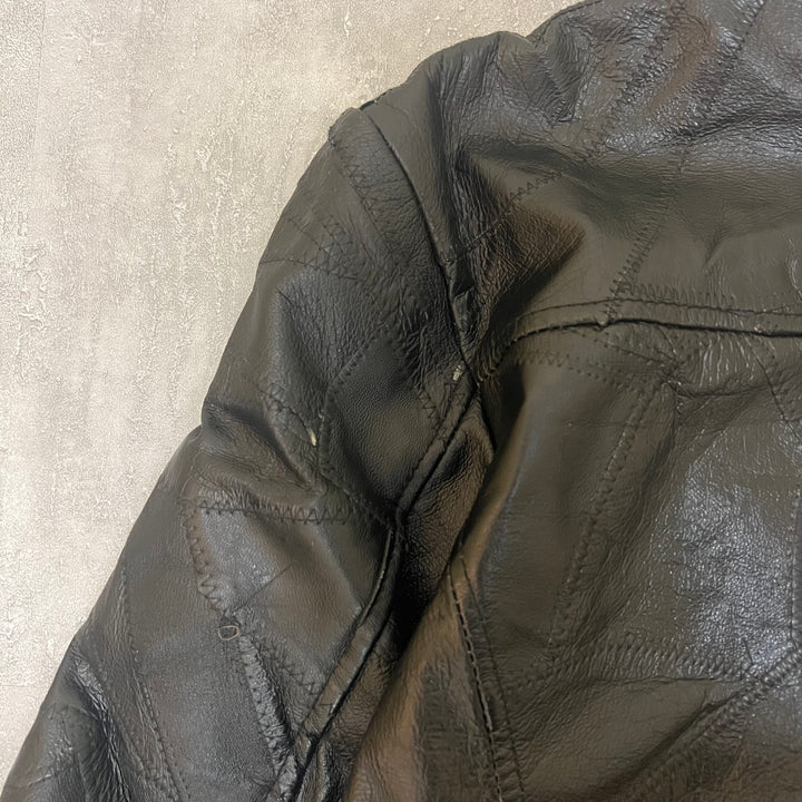 #1875 Unknow 古着/Leather jacket/フロントボタンレザージャケット/サイズXL