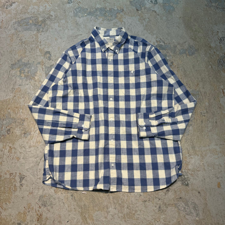 旧衣服l.l.bean / elbean /纽扣长袖衬衫/格子图案/尺寸XL