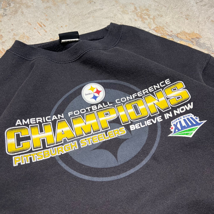 #3959 古着 NFL TEAM APPAREL/Crew neck sweat/クルーネックスウェット/CHAMPIONS PITTSBURGH STEELERS/サイズM