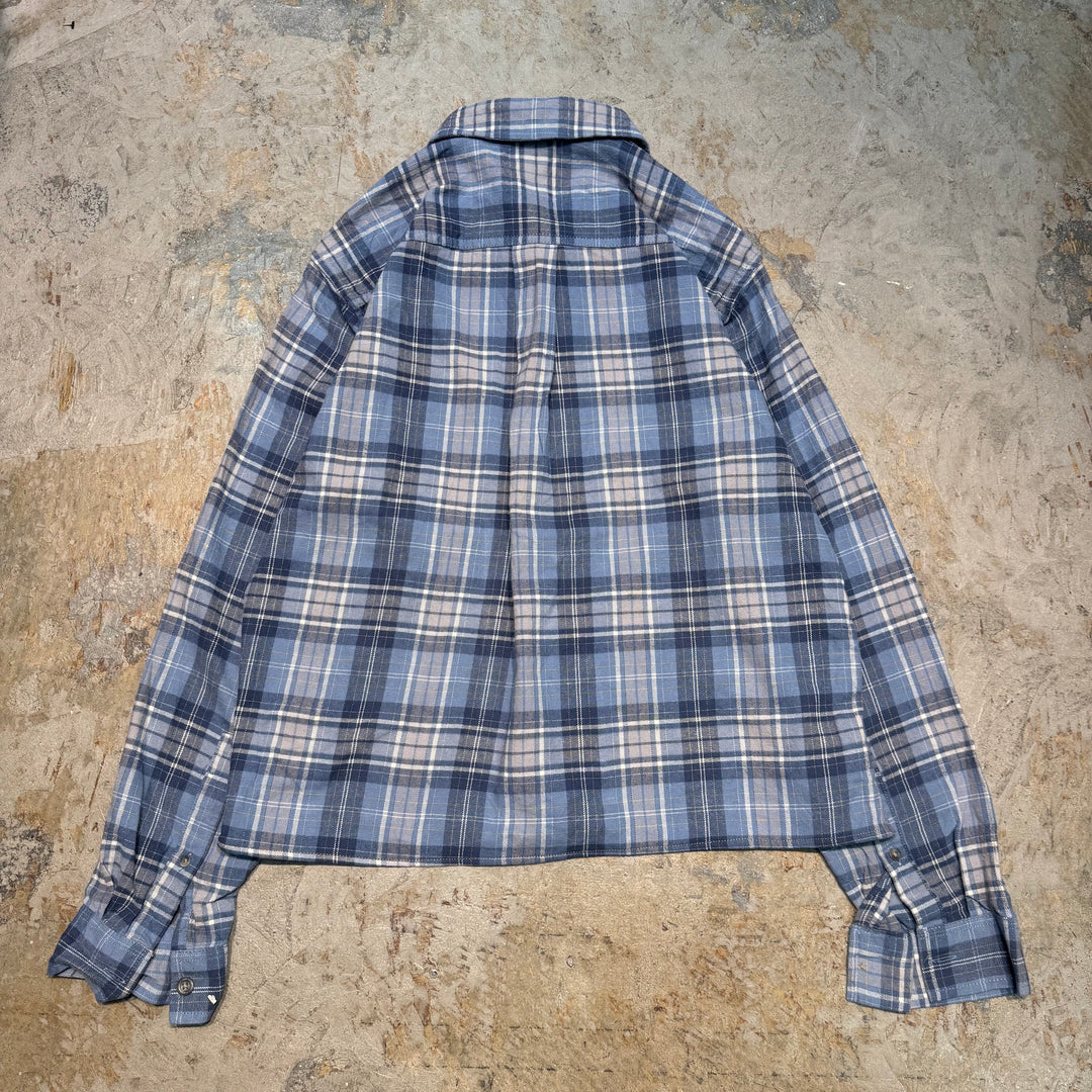 古着 eddie bauer/エディーバウアー/ ボタンダウン長袖短丈リメイクシャツ/ チェック柄/ サイズM