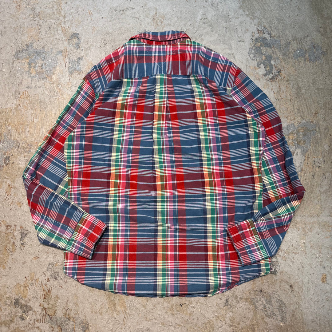 旧衣服TOMMY HILFIGER/汤米希尔费格/长袖衬衫/格子图案/尺寸XL