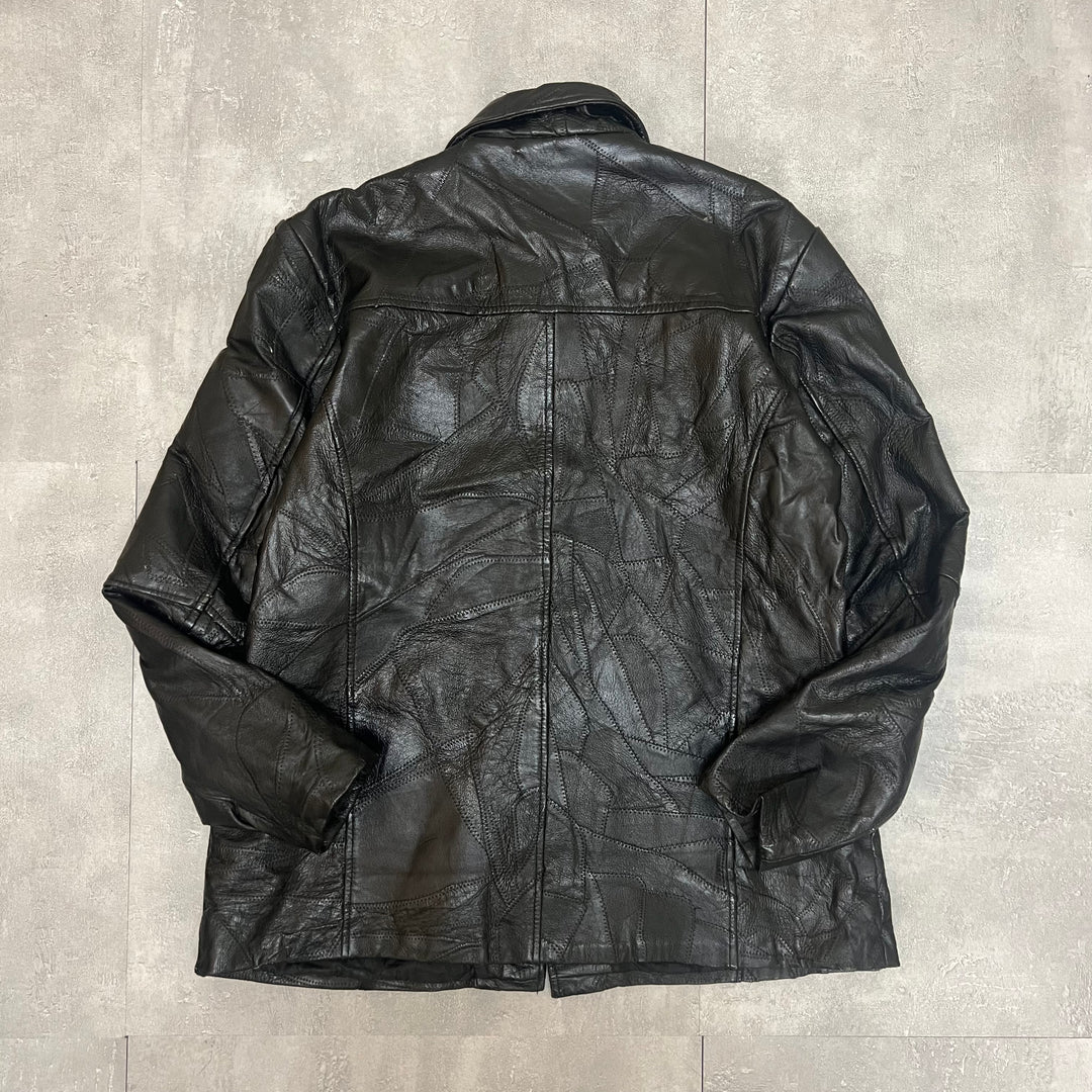 #1875 Unknow 古着/Leather jacket/フロントボタンレザージャケット/サイズXL