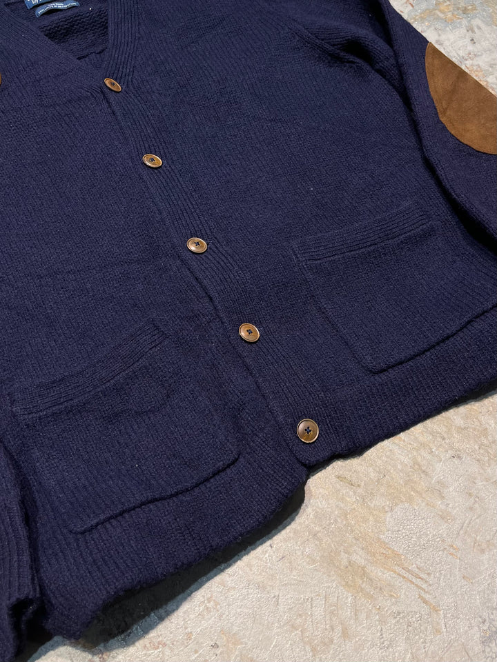 #4147 古着 POLO Ralph Lauren/ラルフローレン/Wool Knit Cardigan/ウールニットカーディガン/スエードパッチ/サイズXL