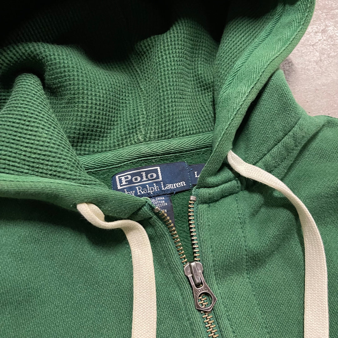 #3824 古着 POLO Ralph Lauren/ポロラルフローレン/Zip Up Hoody / ジップパーカー / フード裏地サーマル/reverse weaveタイプ/サイズL