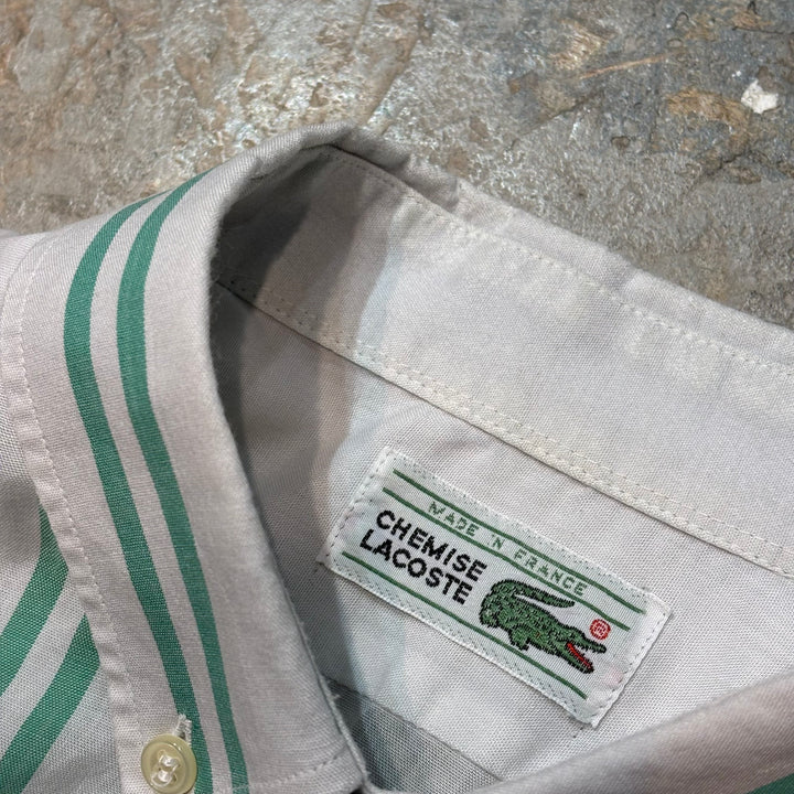 중고 의류 lacoste/ lacoste/ 버튼 다운 짧은 슬리브 셔츠/ 줄무늬 패턴/ 크기에 해당합니다.