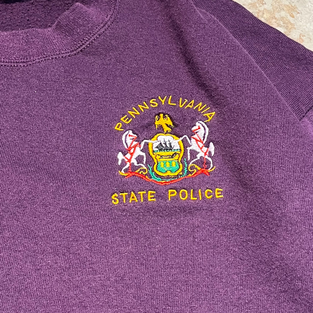 #4082 古着 80's~ JERZEES/ジャージーズ/Crew neck Sweat/クルーネックスウェット/PENNSYLVANIA STATE POLICE/ペンシルベニア州警察/MADE IN USA/企業系/サイズXL