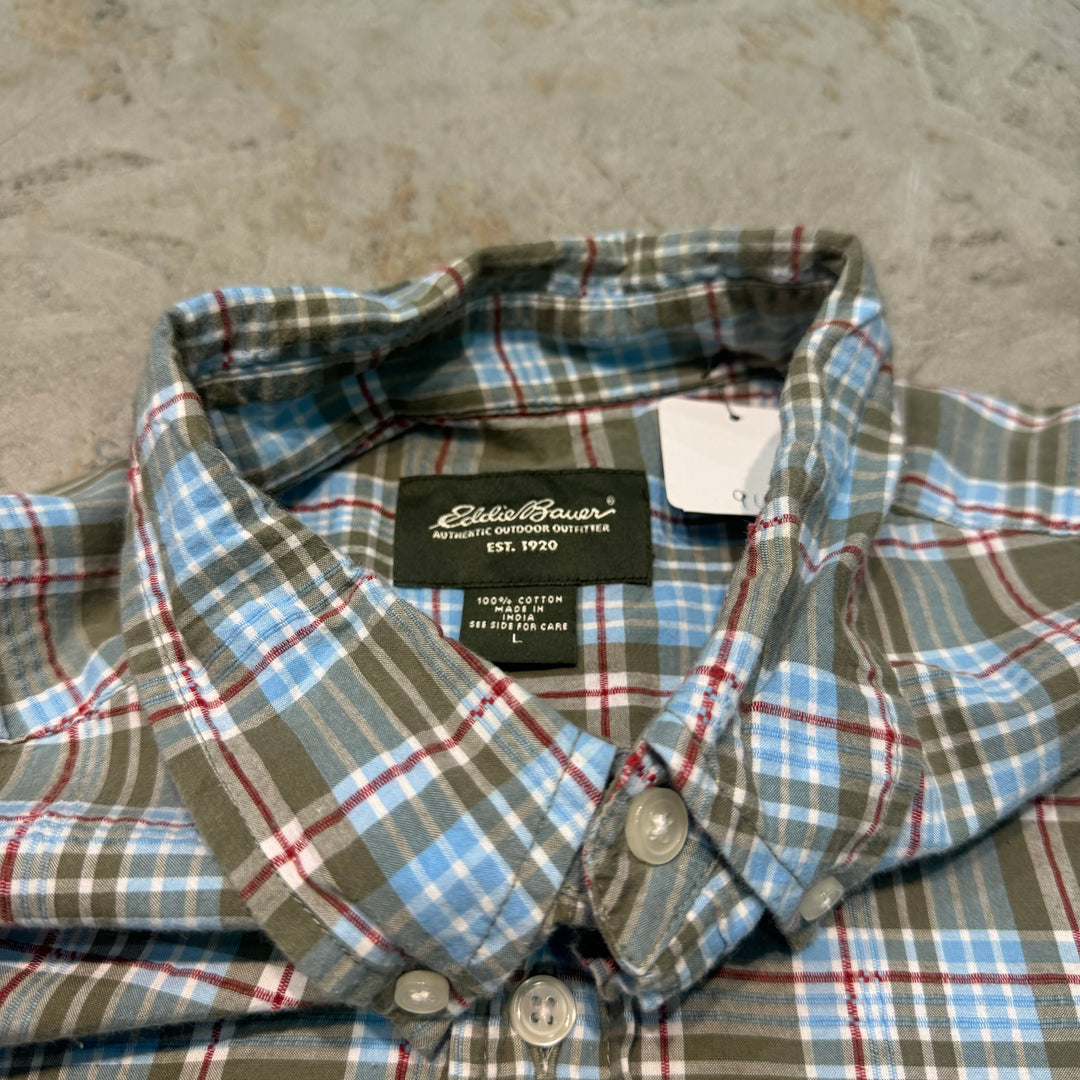 古着 Eddie Bauer/エディー･バウアー/ 半袖シャツ/ チェック柄/ サイズL