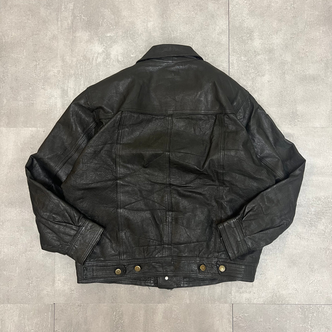 #1876 古着 Unknow/Lether Trucker Jacket/レザートラッカージャケット/サイズM